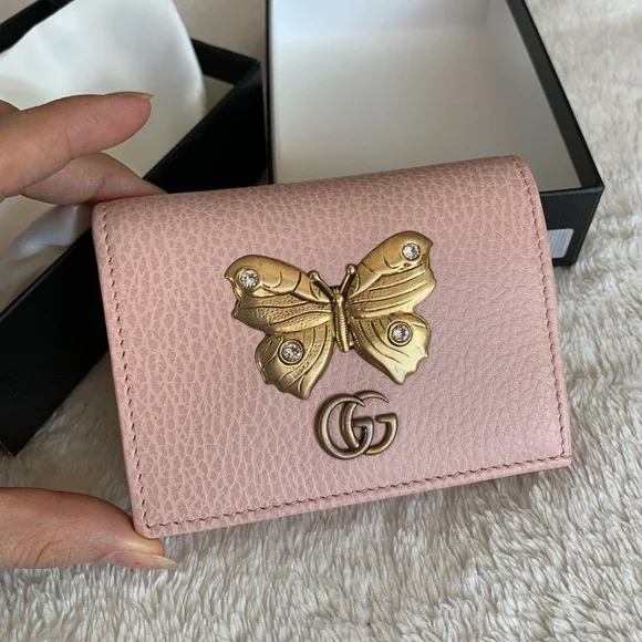 NWT Authentic Gucci Butterfly Leather Mini Wallet